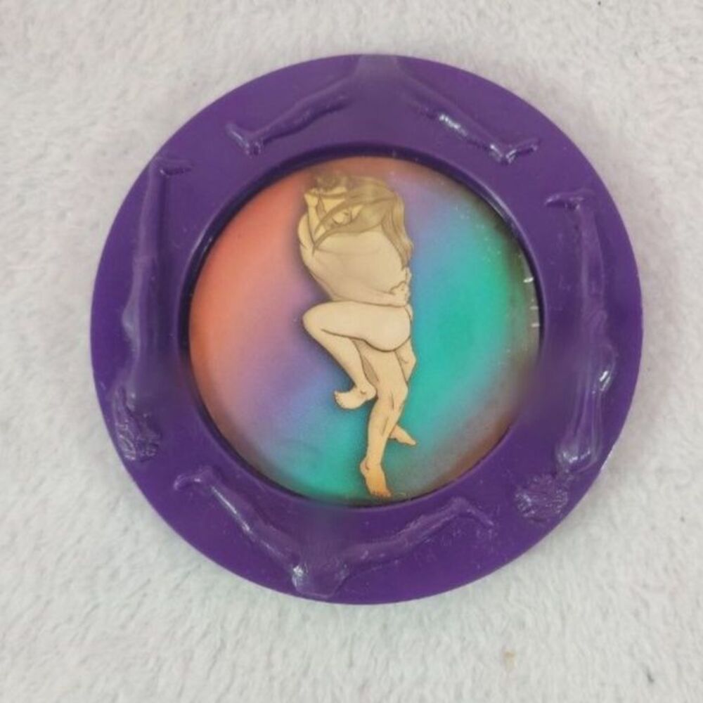 Vintage Purple Intimate Sensual Erotic Y2K 90s Embossed Plastic Coaster